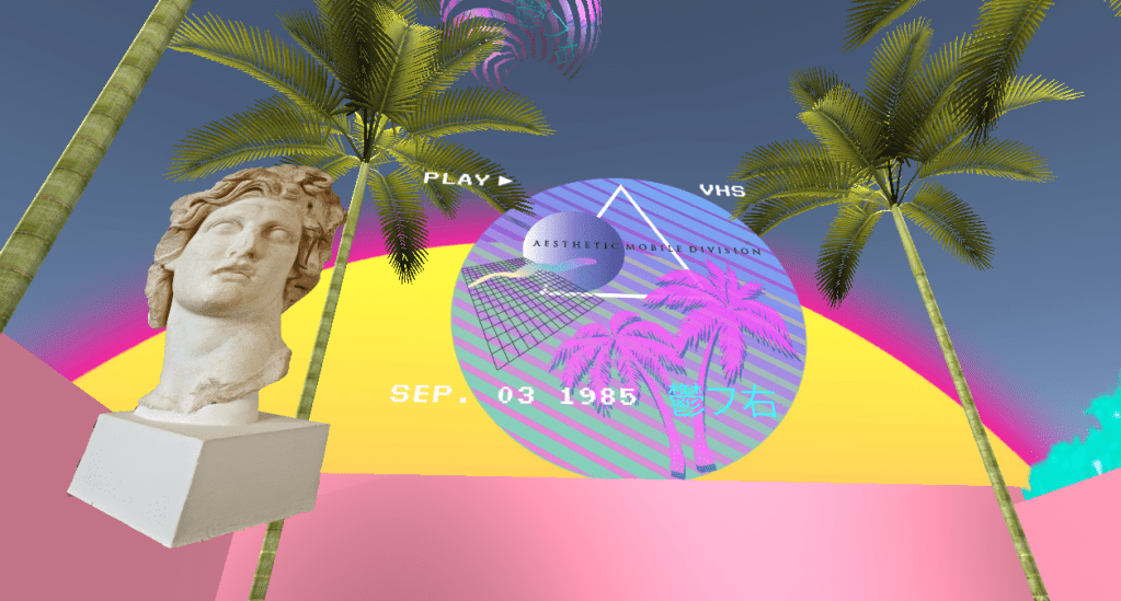 Close up view of Aesthetic Mobile Division logo on the top deck of the 3 decker art car