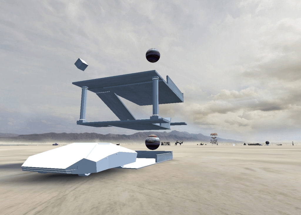 Delorean Art Art car parked at its BRC location at Trash Fence.